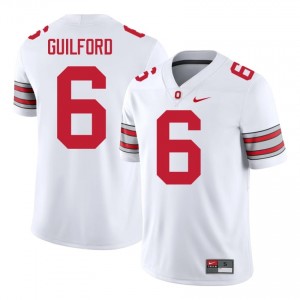 Jerquaden Guilford #6 Buckeyes White Men Stitched Jersey | Moisture Wicking College Football Gear 3D7u8w96