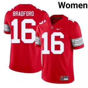 Blaine Bradford #16 Ohio State Scarlet Women Embroidery Jersey | Essential College Football Merch 28068462