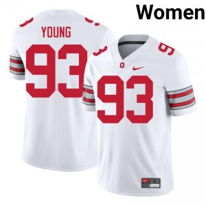 Brady Young #93 Buckeyes White Women Stitched Jersey | Gameday College Football Merchandise XaW61h13