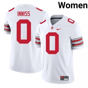 Brandon Inniss #0 Buckeyes White Women Stitched Jersey | Elite Thread College Football Merchandise 31aFX336
