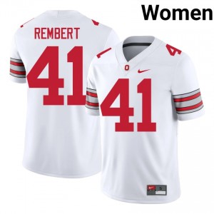 Braxton Rembert #41 OSU Buckeyes White Women Stitched Jersey | Iconic High School Football Gear 25O85071