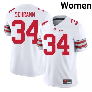 Brennen Schramm #34 OSU White Women Stitched Jersey | Genuine University Football Gear h360i187