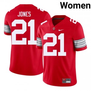 Brenten Jones #21 OSU Buckeyes Scarlet Women Embroidery Jersey | Exclusive University Football Merch J50hjl74