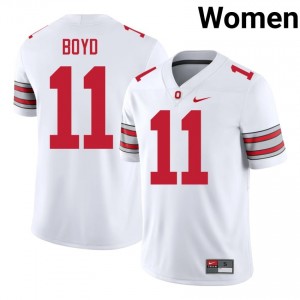 Brock Boyd #11 Ohio State Buckeyes White Women Stitched Jersey | Durable NCAA Football Merchandise 6ho24828