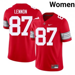 Brody Lennon #87 Ohio State Scarlet Women Embroidery Jersey | Officially Licensed NCAA Football Merch P5R1k427