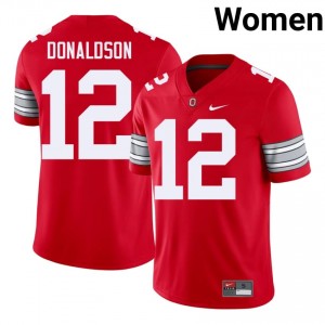 CJ Donaldson #12 Ohio State Buckeyes Scarlet Women Embroidery Jersey | Block O NCAA Football Gear G4KXlF96