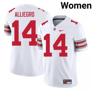 Christian Alliegro #14 Ohio State White Women Stitched Jersey | 2026 Season NCAA Football Merch sltwS456