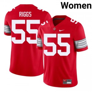 Dalton Riggs #55 OSU Buckeyes Scarlet Women Embroidery Jersey | 2026 University Football Uniform g77AW681