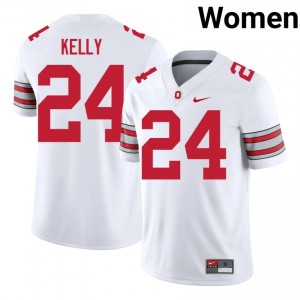 Dominick Kelly #24 Buckeyes White Women Stitched Jersey | Block O College Football Apparel lBOt4060