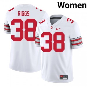 Eli Riggs #38 OSU Buckeyes White Women Stitched Jersey | Pro Cut University Football Wear 777Ps138