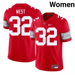 Isaiah West #32 Ohio State Buckeyes Scarlet Women Embroidery Jersey | Authentic High School Football Apparel 8tm7A365