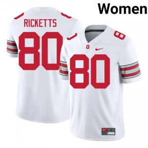 Jaeden Ricketts #80 Ohio State White Women Stitched Jersey | Classic College Football Uniform 2oPP7B99