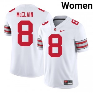 Jaylen McClain #8 OSU White Women Stitched Jersey | Premium University Football Edition 0v54C779