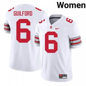 Jerquaden Guilford #6 OSU Buckeyes White Women Stitched Jersey | Essential University Football Merch E4173N27