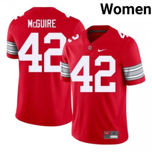 Joe McGuire #42 OSU Buckeyes Scarlet Women Embroidery Jersey | Licensed High School Football Wear iRq71516