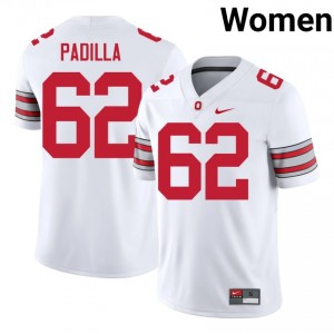Joshua Padilla #62 Ohio State White Women Stitched Jersey | Premium College Football Merchandise 76MixL21