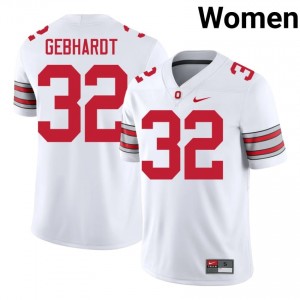 Kaden Gebhardt #32 Ohio State White Women Stitched Jersey | Alumni College Football Wear eh1o5K53