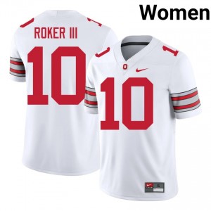 Leroy Roker III #10 Ohio State Buckeyes White Women Stitched Jersey | Exclusive High School Football Merch 1fn4lE63
