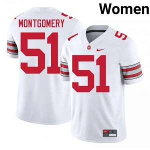 Luke Montgomery #51 Buckeyes White Women Stitched Jersey | Moisture Wicking College Football Uniform Ah26RD28