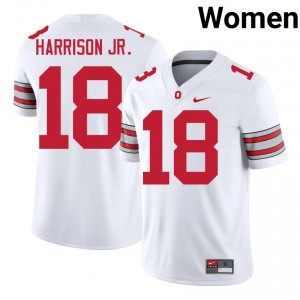 Marvin Harrison Jr. #18 Ohio State Buckeyes White Women Stitched Jersey | Moisture Wicking NCAA Football Edition 365e8666