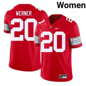 Pete Werner #20 Ohio State Scarlet Women Embroidery Jersey | Premium College Football Uniform Y57R4l71