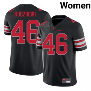 Ryan Rudzinski #46 Ohio State Black Women Stitch Jersey | Iconic College Football Edition Q8H6Qg83