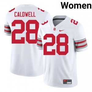 Simeon Caldwell #28 OSU Buckeyes White Women Stitched Jersey | Elite Thread High School Football Merch T30ODl26