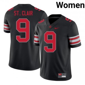Tavien St. Clair #9 Ohio State Buckeyes Black Women Stitch Jersey | 2026 High School Football Merchandise pt01ig23