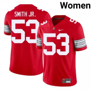 Will Smith Jr. #53 Ohio State Scarlet Women Embroidery Jersey | Authentic NCAA Football Merchandise E8841p64