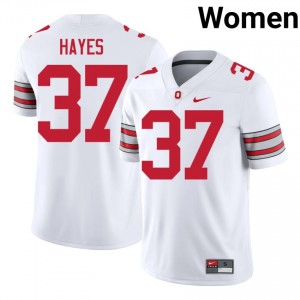 Zach Hayes #37 Ohio State Buckeyes White Women Stitched Jersey | 2026 High School Football Uniform 02fx5341
