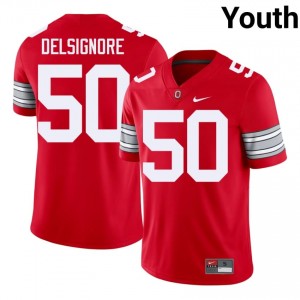 Alec DelSignore #50 Ohio State Scarlet Youth Embroidery Jersey | Premium NCAA Football Uniform 46C85T43