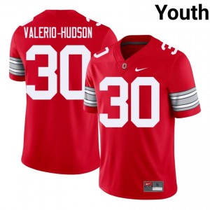 Amari Valerio-Hudson #30 OSU Buckeyes Scarlet Youth Embroidery Jersey | Iconic University Football Edition 4056F661