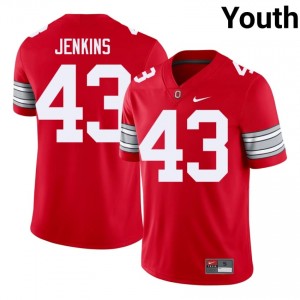 Brody Jenkins #43 OSU Buckeyes Scarlet Youth Embroidery Jersey | Genuine University Football Wear 177p6H75