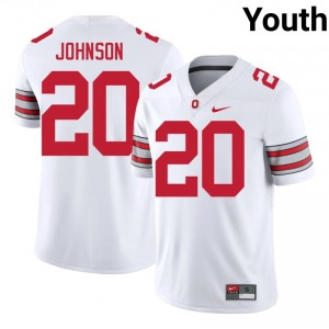 Cincere Johnson #20 OSU Buckeyes White Youth Stitched Jersey | Gameday High School Football Apparel 0228Pv54