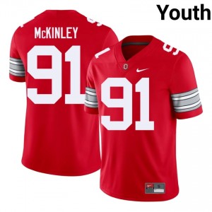 Darryus McKinley #91 Buckeyes Scarlet Youth Embroidery Jersey | Classic College Football Gear 6DeD0I66