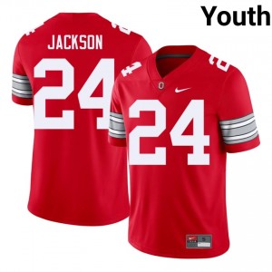 Ja'Kobi Jackson #24 OSU Buckeyes Scarlet Youth Embroidery Jersey | Classic University Football Merchandise GQv34136