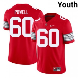 Jaxon Powell #60 Ohio State Scarlet Youth Embroidery Jersey | Moisture Wicking College Football Gear 12o6Sk64