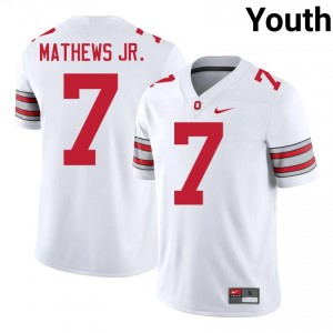 Jermaine Mathews Jr. #7 Buckeyes White Youth Stitched Jersey | Durable College Football Merch xA3Wy719