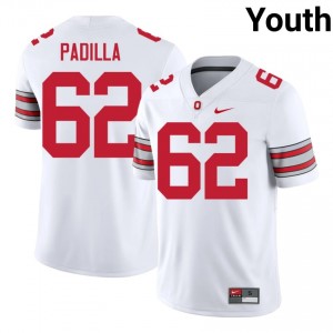 Joshua Padilla #62 OSU White Youth Stitched Jersey | Elite Thread University Football Apparel je52x067