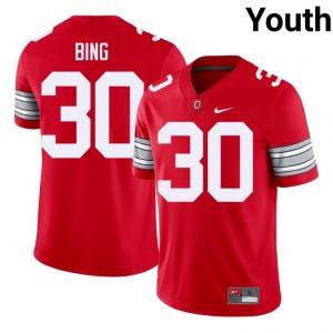 Khmari Bing #30 Ohio State Scarlet Youth Embroidery Jersey | Block O College Football Uniform 88ql2S51