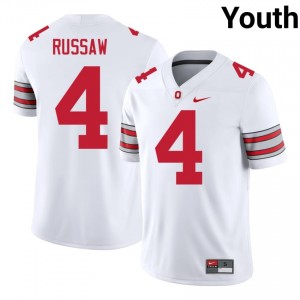 Qua Russaw #4 Ohio State Buckeyes White Youth Stitched Jersey | Premium High School Football Apparel vWM42779