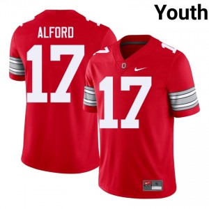Tarvos Alford #17 Buckeyes Scarlet Youth Embroidery Jersey | Gameday College Football Wear 1UQ85296