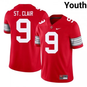 Tavien St. Clair #9 OSU Buckeyes Scarlet Youth Embroidery Jersey | Replica University Football Merch 8P166O19