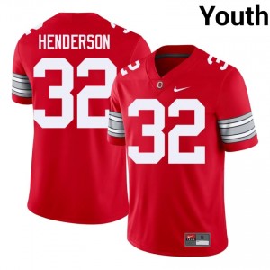 TreVeyon Henderson #32 OSU Buckeyes Scarlet Youth Embroidery Jersey | Licensed High School Football Gear 53W25135